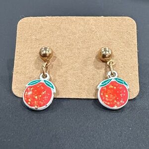 Gold-Tone Orange Fruit Drop Earrings